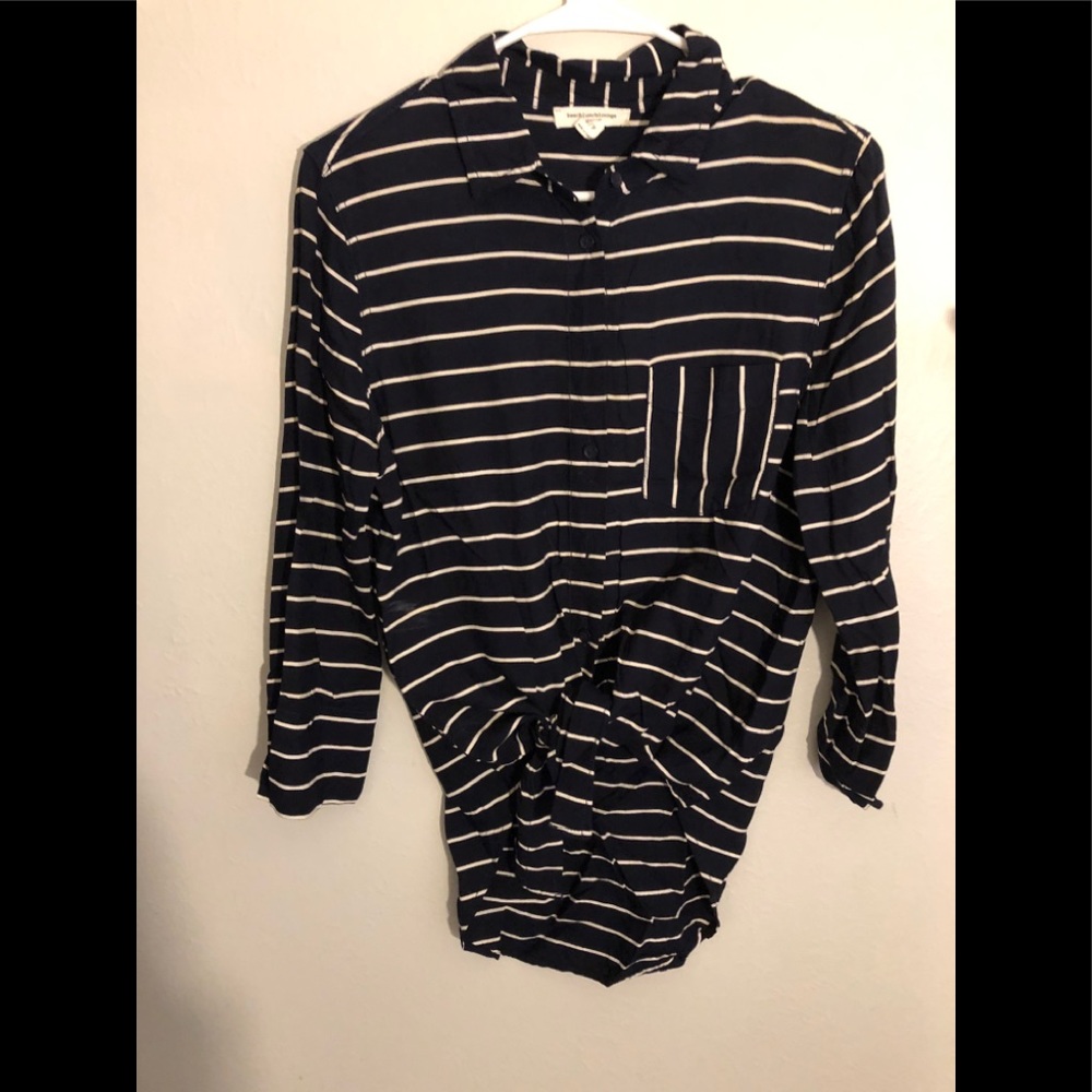 Navy Blue Striped Top
